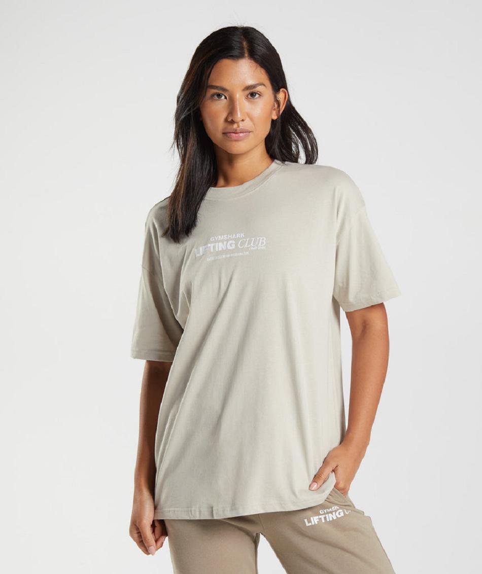 T Shirts Gymshark Social Club Oversized Mujer Gris | CO 2237VRW